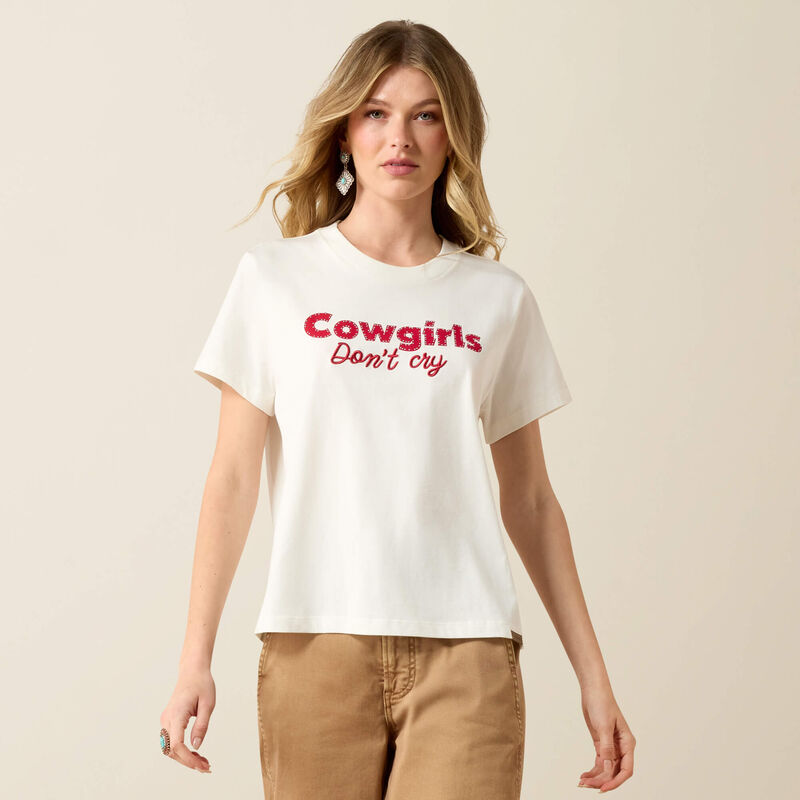 10080725 ARIAT COWGIRLS DON'T CRY SHORT SLEEVE TSHIRT COCNUT MILK
