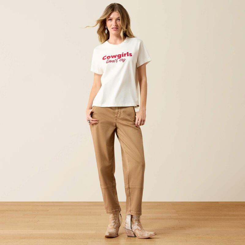 10080725 ARIAT COWGIRLS DON'T CRY SHORT SLEEVE TSHIRT COCNUT MILK