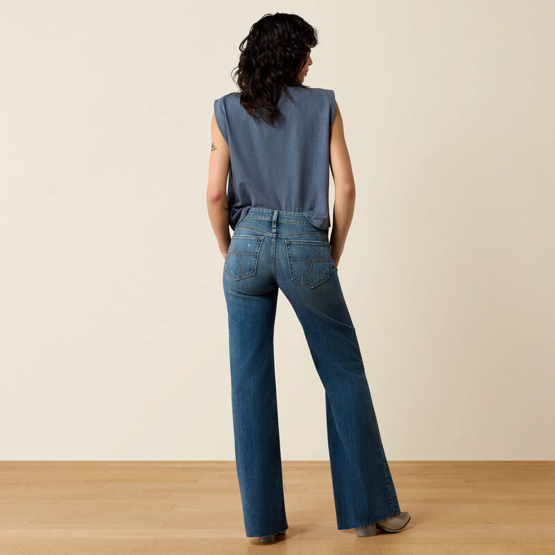 10082245 ARIAT WOMEN'S PERFECT RISE PETRA FLIPSIDE WIDE LEG JEANS