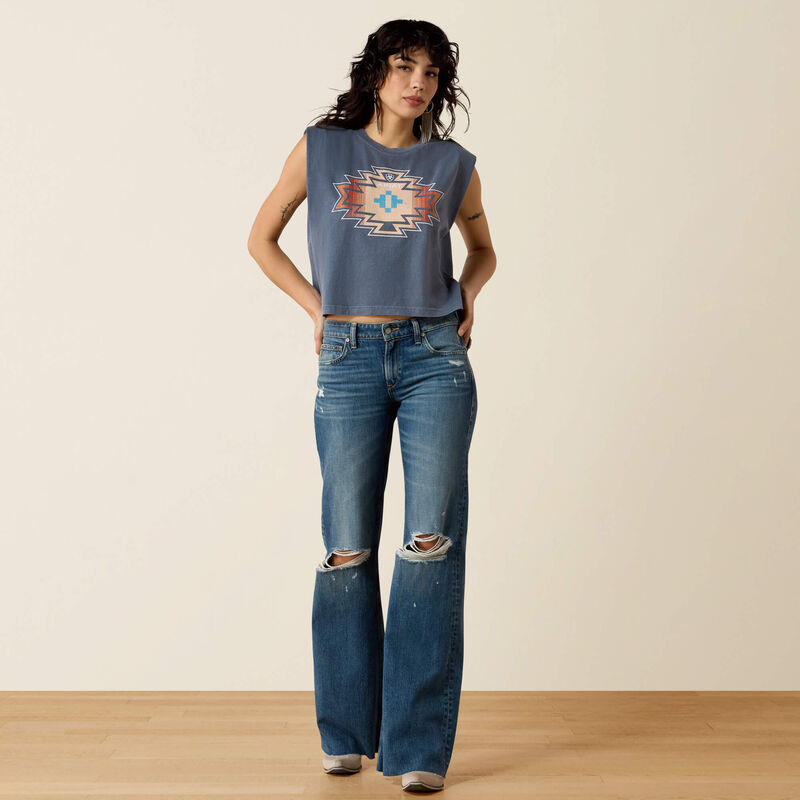 10082245 ARIAT WOMEN'S PERFECT RISE PETRA FLIPSIDE WIDE LEG JEANS