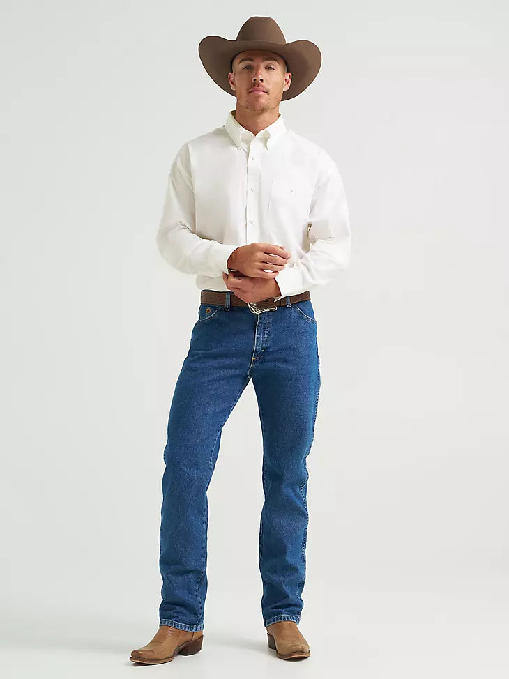 112345801 MEN'S GEORGE STRAIT & WRANGLER NATIONAL PATRIOT BUTTON DOWN SOLID SHIRT