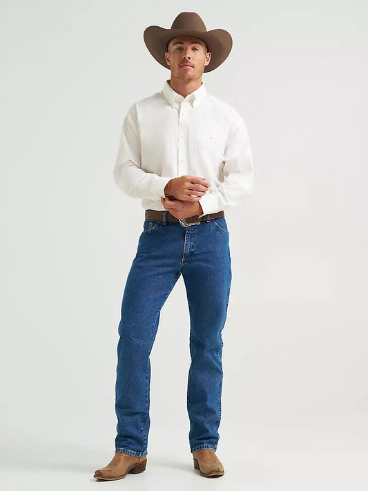 112345801 MEN'S GEORGE STRAIT & WRANGLER NATIONAL PATRIOT BUTTON DOWN SOLID SHIRT