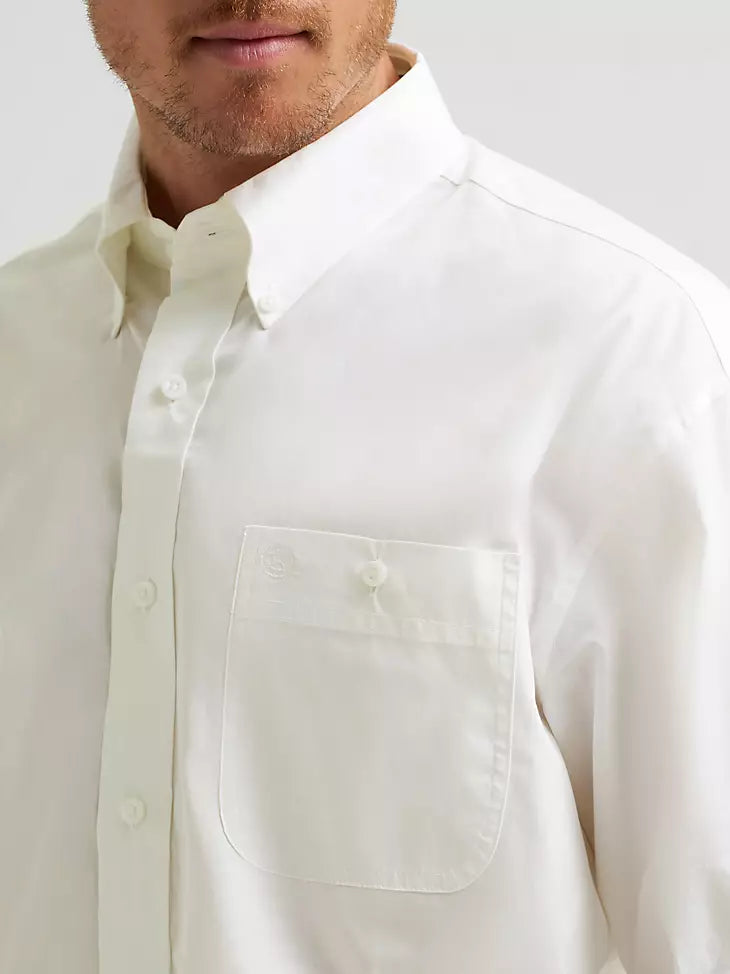 112345801 MEN'S GEORGE STRAIT & WRANGLER NATIONAL PATRIOT BUTTON DOWN SOLID SHIRT