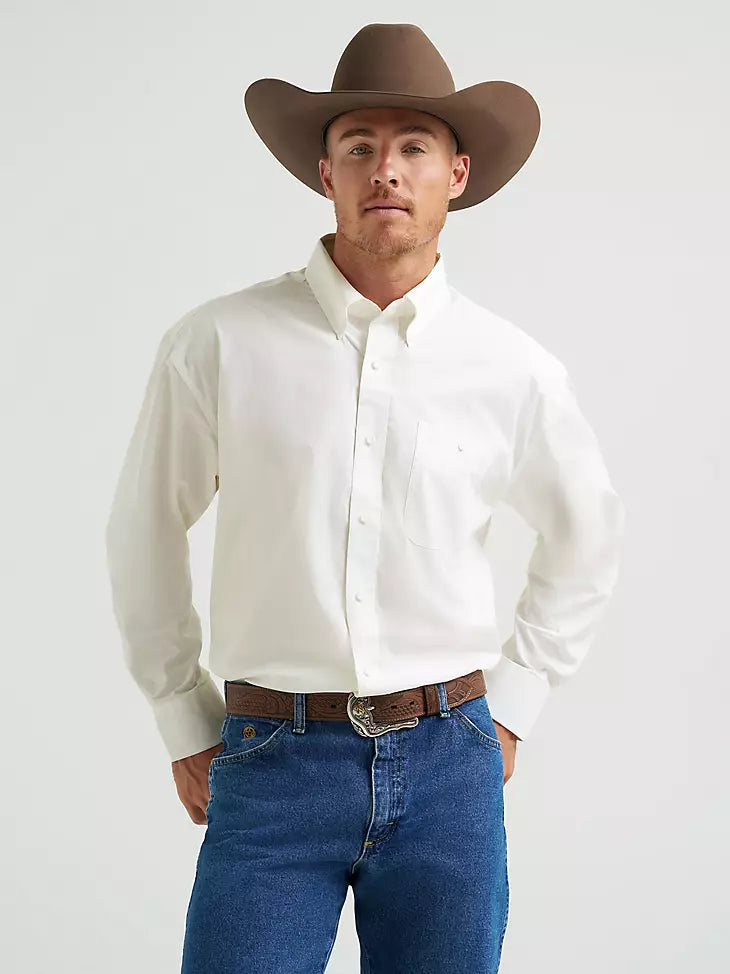 112345801 MEN'S GEORGE STRAIT & WRANGLER NATIONAL PATRIOT BUTTON DOWN SOLID SHIRT