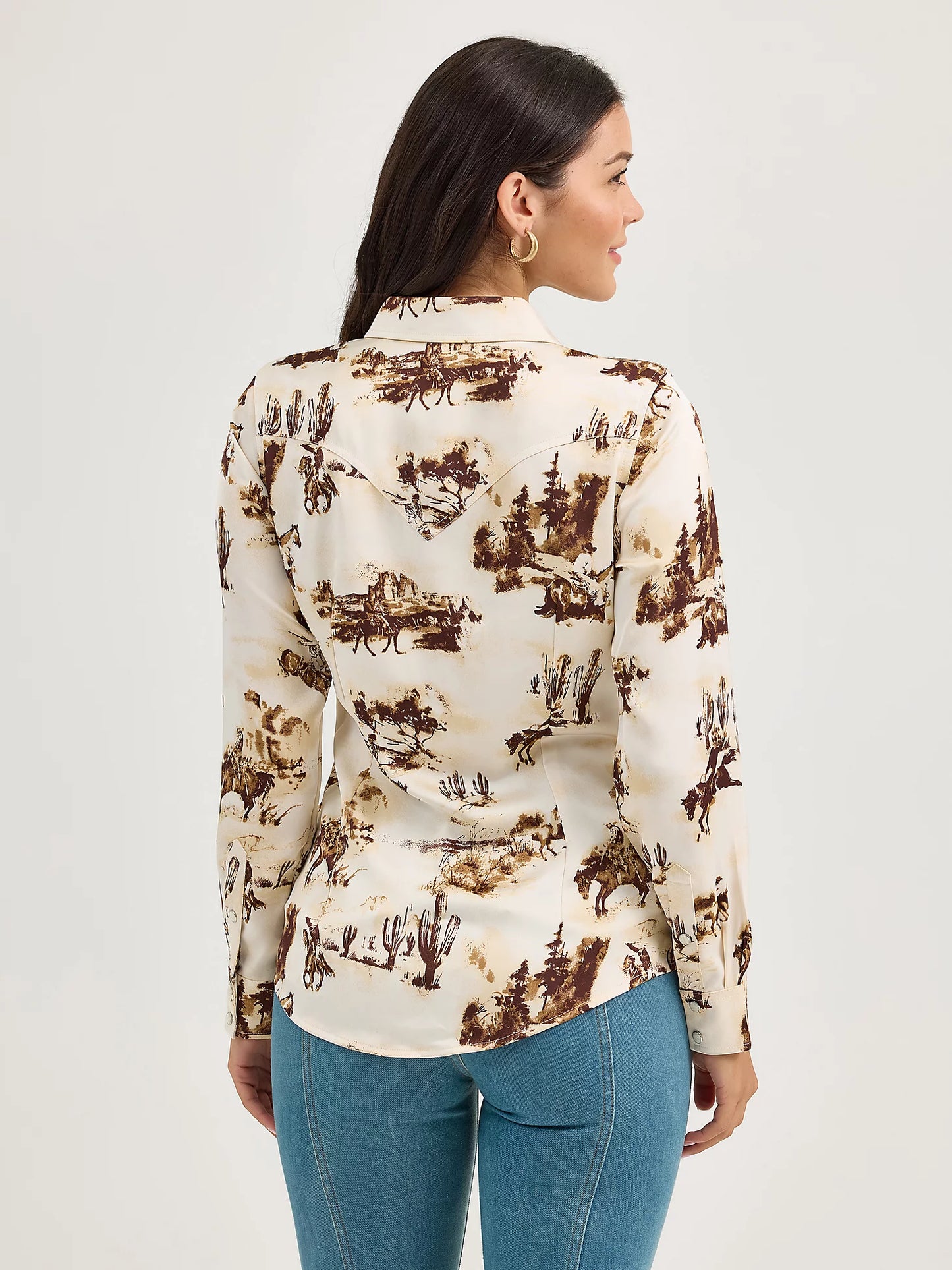 112367229 WOMEN'S WRANGLER BOLD BUCKING COWBOY WESTERN SNAP SHIRT
