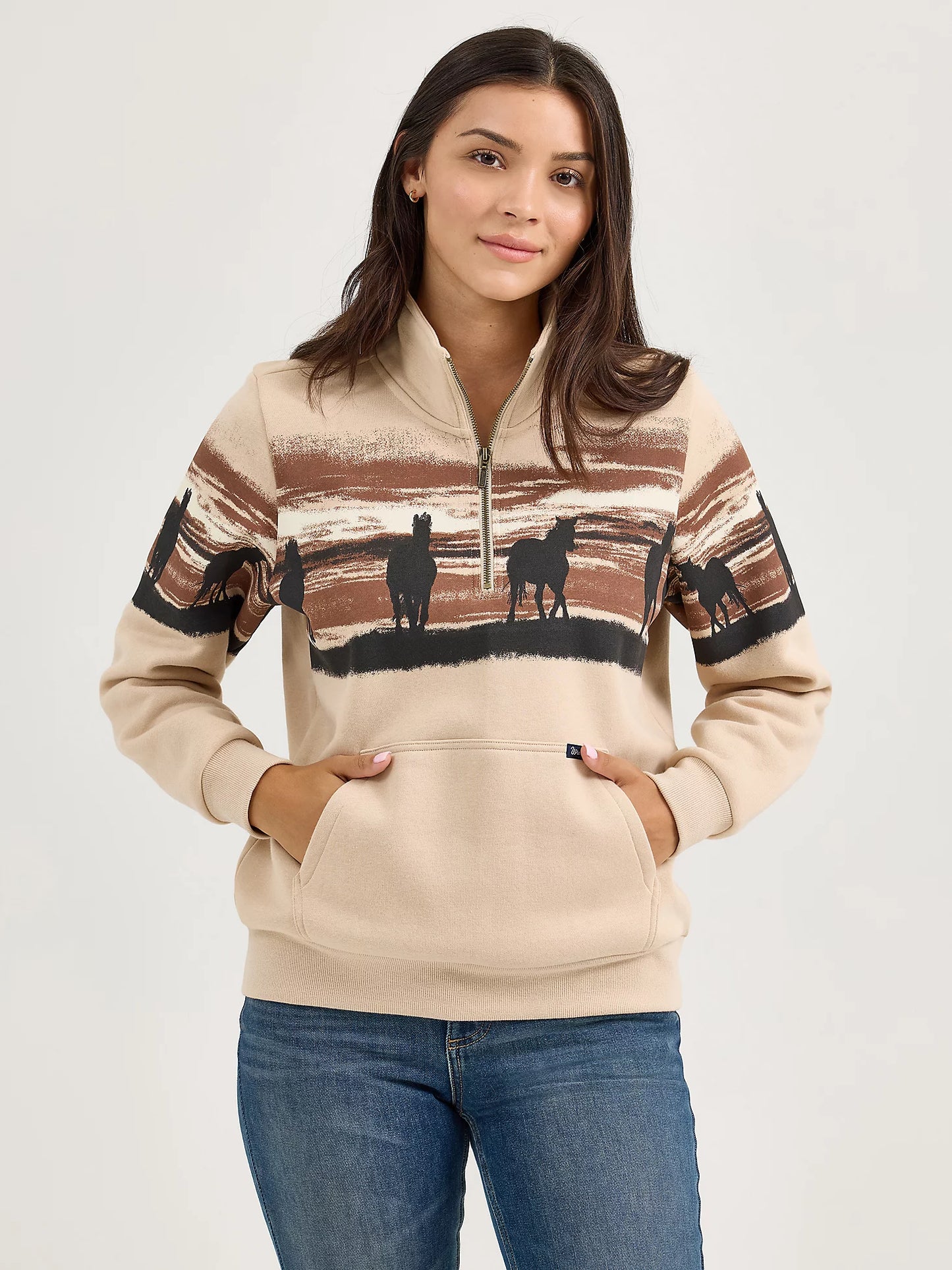 112367394 WOMEN'S WESTERN QUARTER ZIP SWEATSHIRT