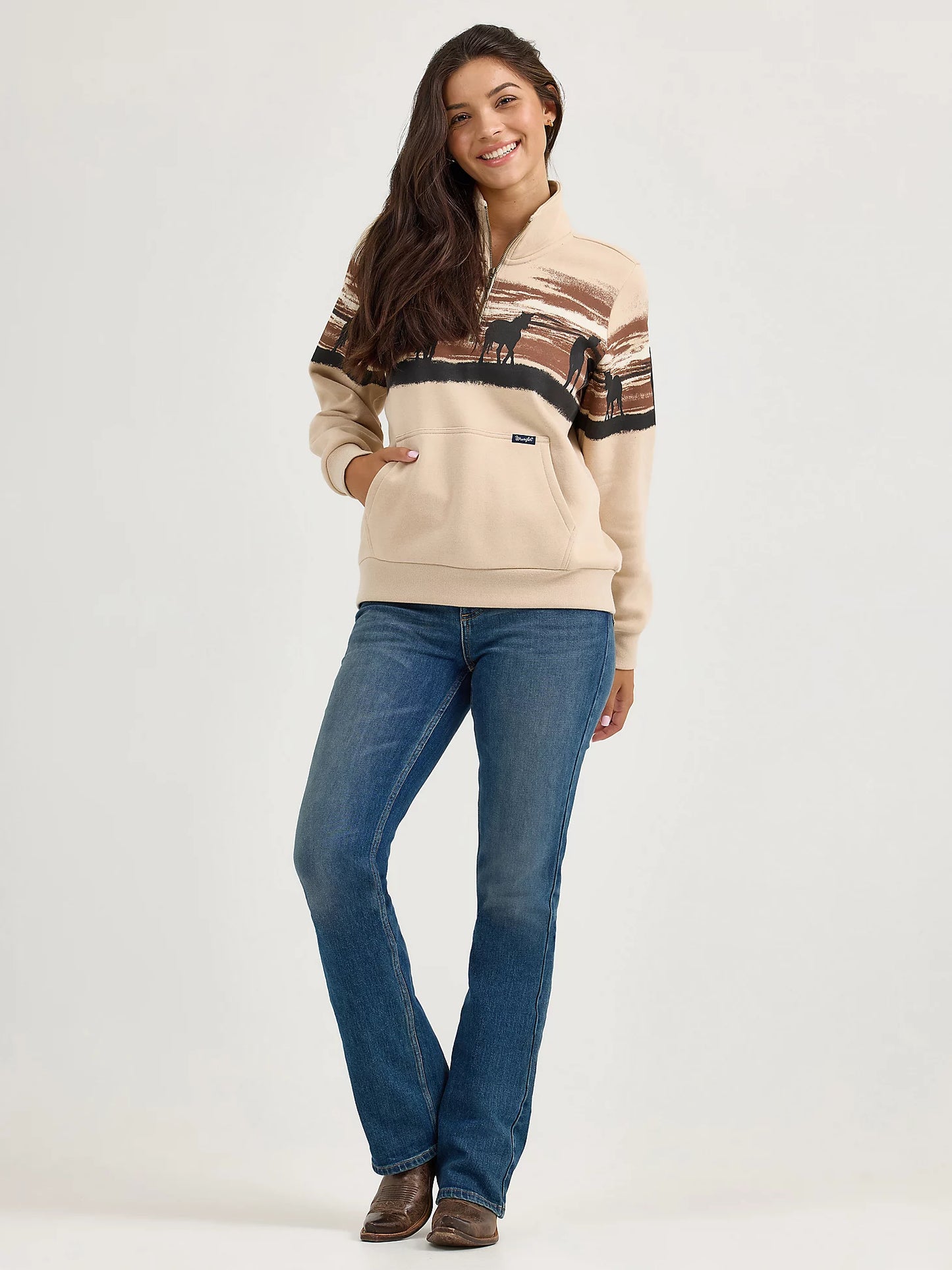 112367394 WOMEN'S WESTERN QUARTER ZIP SWEATSHIRT