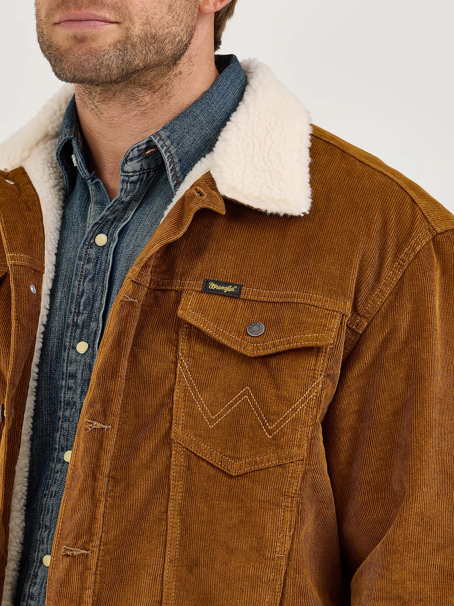 112367603 MEN'S WRANGLER COWBOY CUT SHERPA LINED CORDUROY JACKET