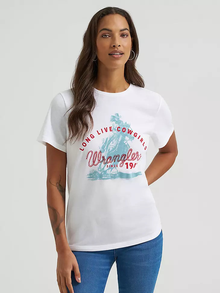 112375849 SPRINTING COWGIRL REG FIT GRAPHIC TEE