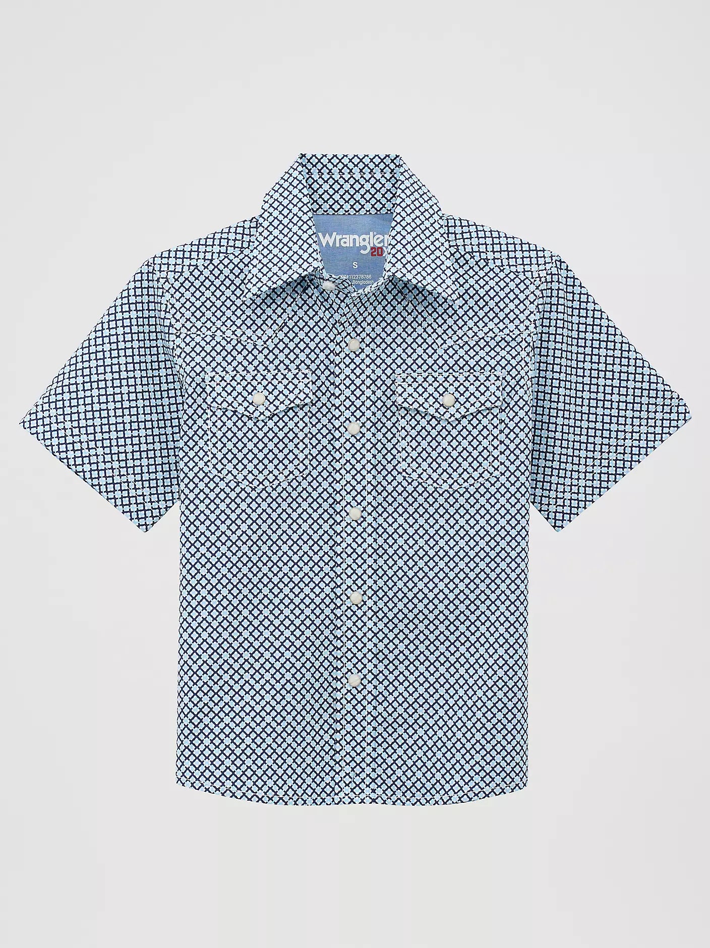 112378786 BOY'S WRANGLER 20X ADVANCED COMFORT SHORT SLEEVE WESTERN SNAP SHIRT