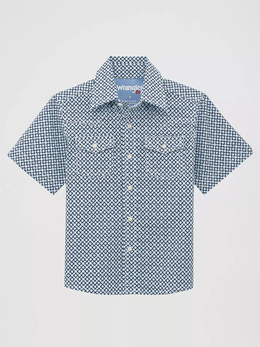 112378786 BOY'S WRANGLER 20X ADVANCED COMFORT SHORT SLEEVE WESTERN SNAP SHIRT