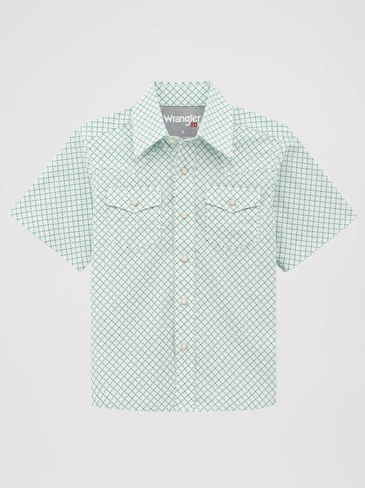 112378805 BOY'S WRANGLER 20X ADVANCED COMFORT SHORT SLEEVE WESTERN SNAP SHIRT