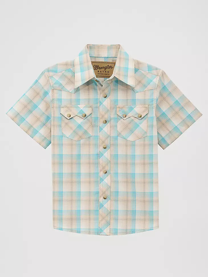 112378921 BOY'S WRANGLER RETRO SHORT SLEEVE WESTERN SNAP SHIRT