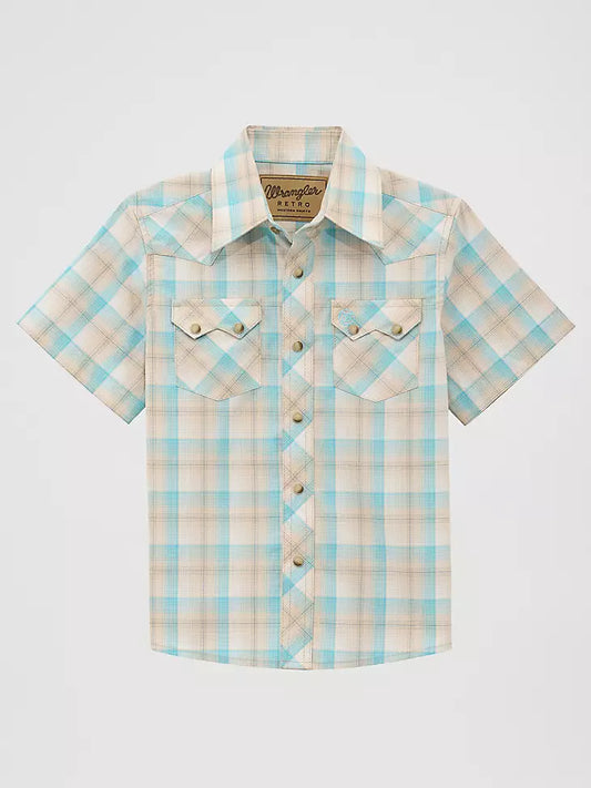 112378921 BOY'S WRANGLER RETRO SHORT SLEEVE WESTERN SNAP SHIRT