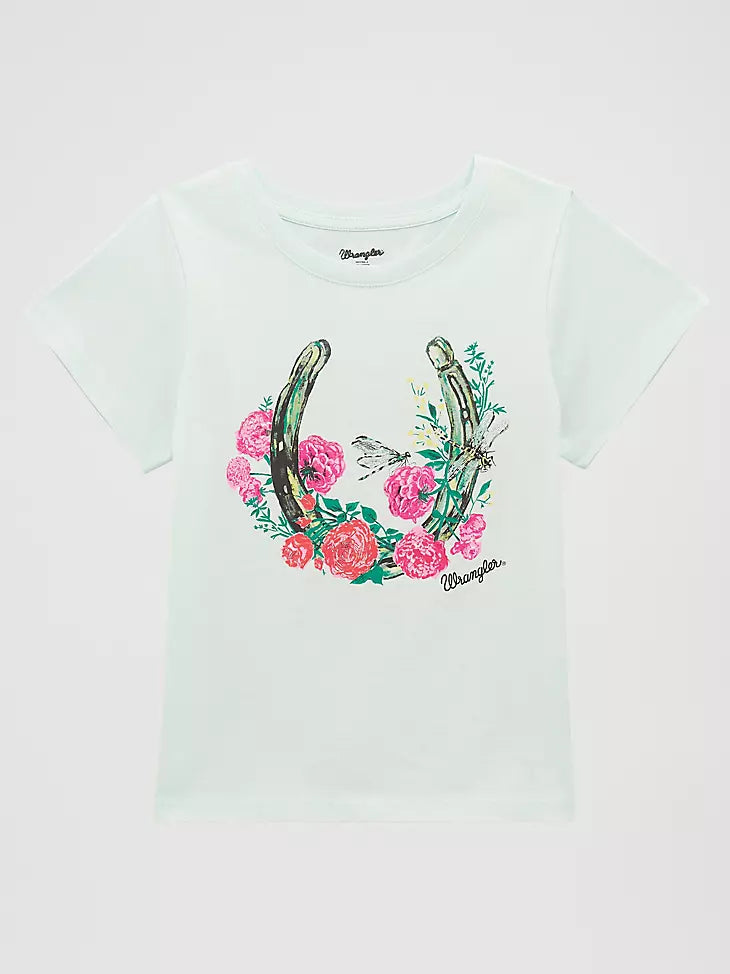 112379446 GIRL'S HORSESHOE FLORAL GRAPHIC TEE