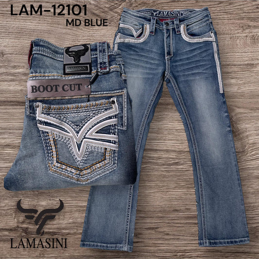 LAM12101 PANTALON-MED BLUE
