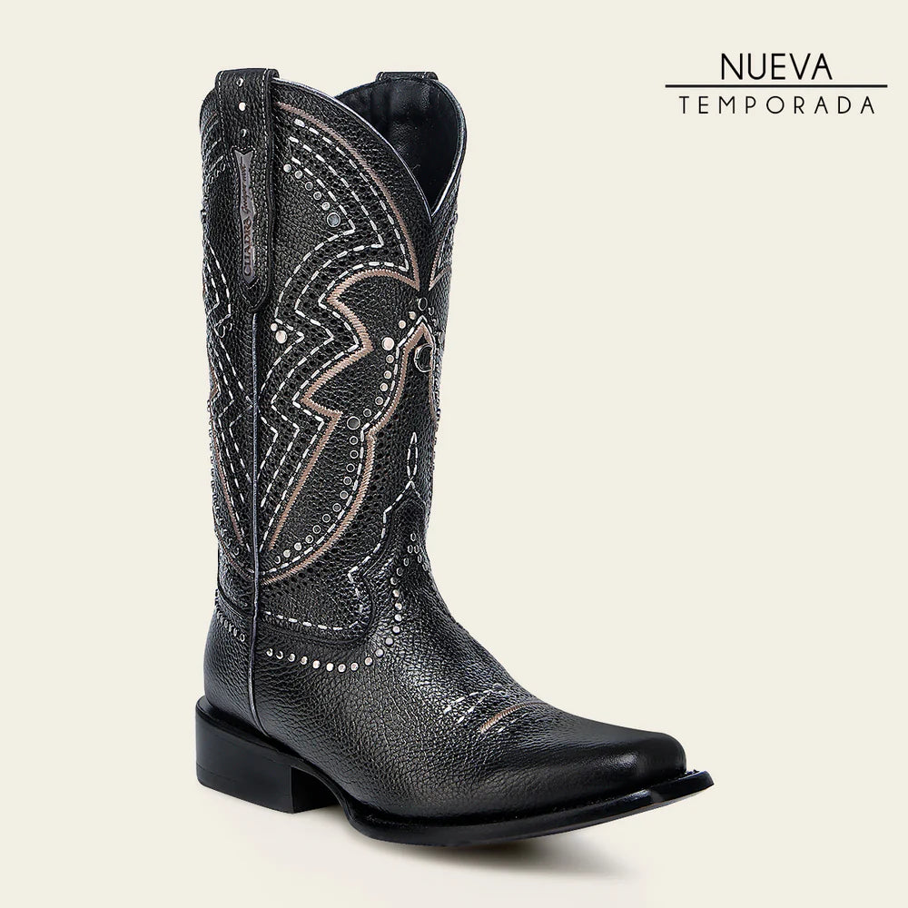 CU991 CUADRA BLACK LASER EMBROIDERY STUDS & WOVEN BOOTS