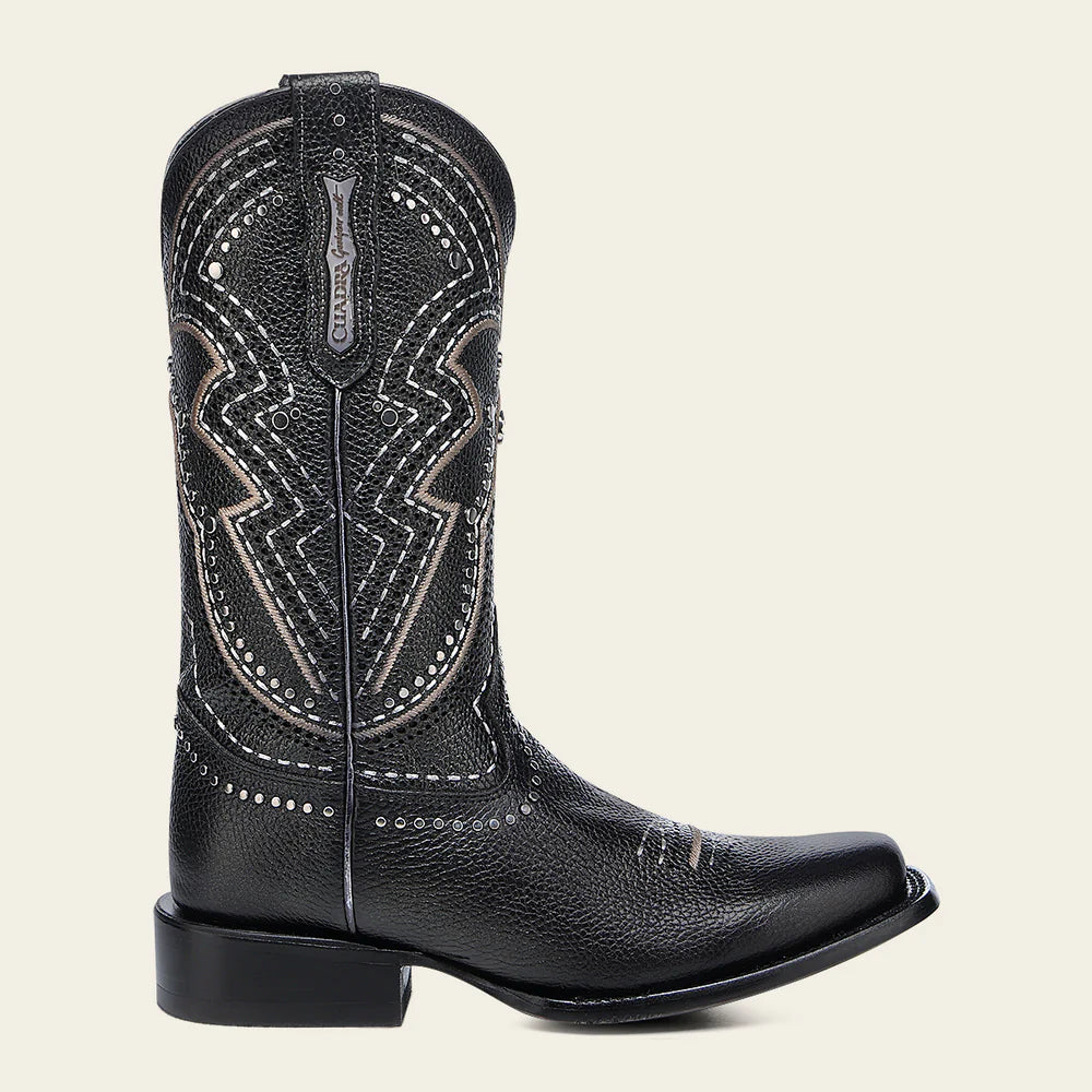 CU991 CUADRA BLACK LASER EMBROIDERY STUDS & WOVEN BOOTS