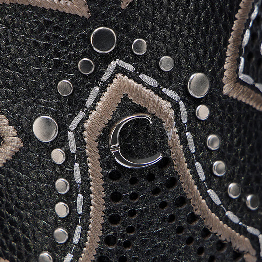 CU991 CUADRA BLACK LASER EMBROIDERY STUDS & WOVEN BOOTS