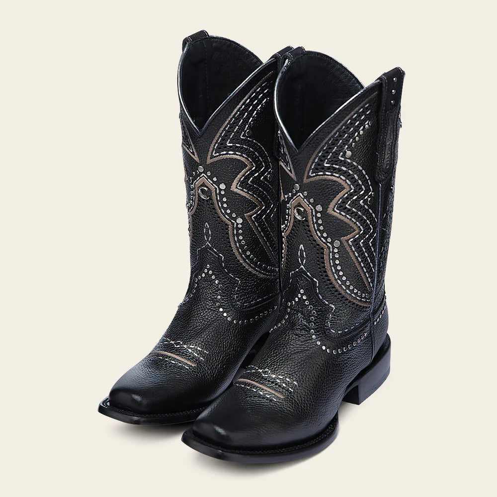 CU991 CUADRA BLACK LASER EMBROIDERY STUDS & WOVEN BOOTS