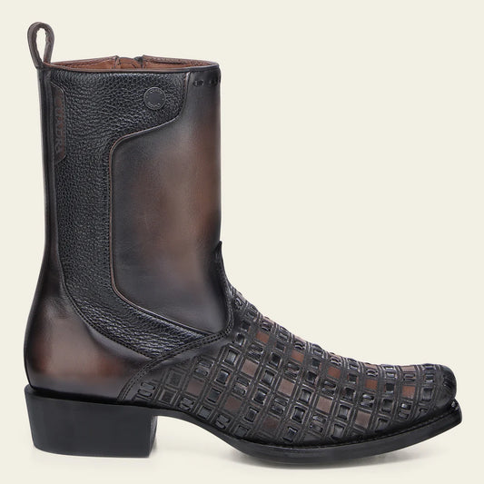CU940 CUADRA CHOCOLATE & BLACK NARROW SQUARE BOOTS