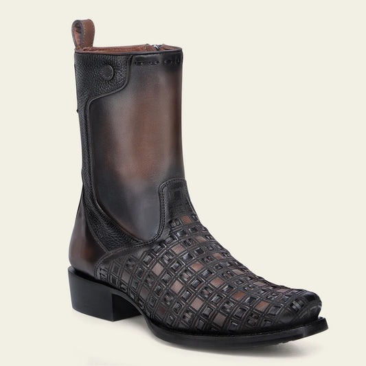 CU940 CUADRA CHOCOLATE & BLACK NARROW SQUARE BOOTS