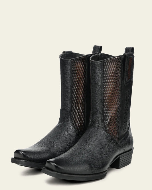 CC297 URBAN BOOTS IN GENUINE ITALIAN DEER BLACK AND BOVINE LEATHER