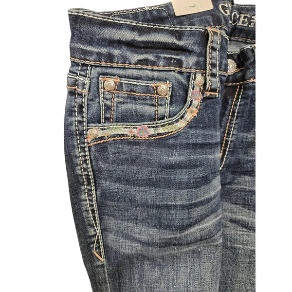 EB62041 GRACE IN LA WOMEN'S STEER HEAD JEANS EXC