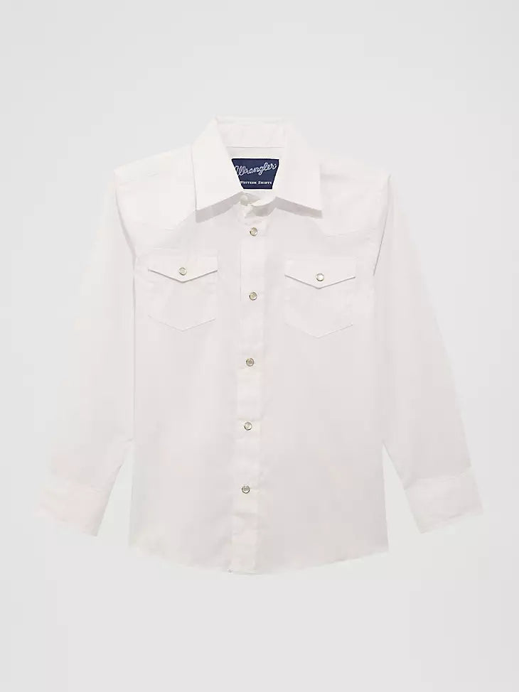 204WHSL BOY'S WHITE LONG SLEEVE DRESS WESTERN SNAP SHIRT