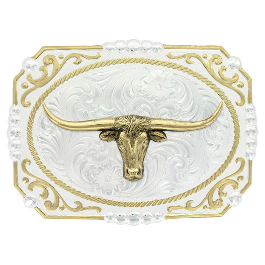 25815-767 TWO-TONE COWBOY CAMEO BUCKLE WITH LONGHORN