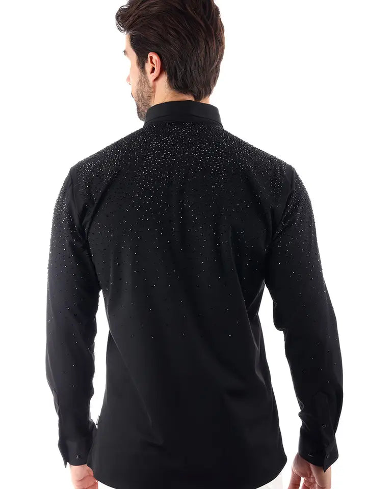 4B06 BLACK CHIC TONE LONG SLEEVE SHIRT