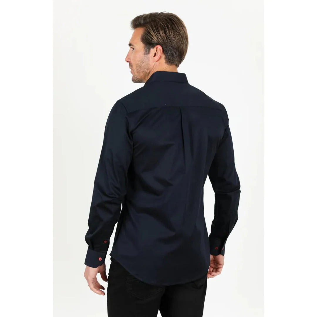 CTL9262 PLATINI MEN'S MODERN FIT NAVY DRESS SHIRT