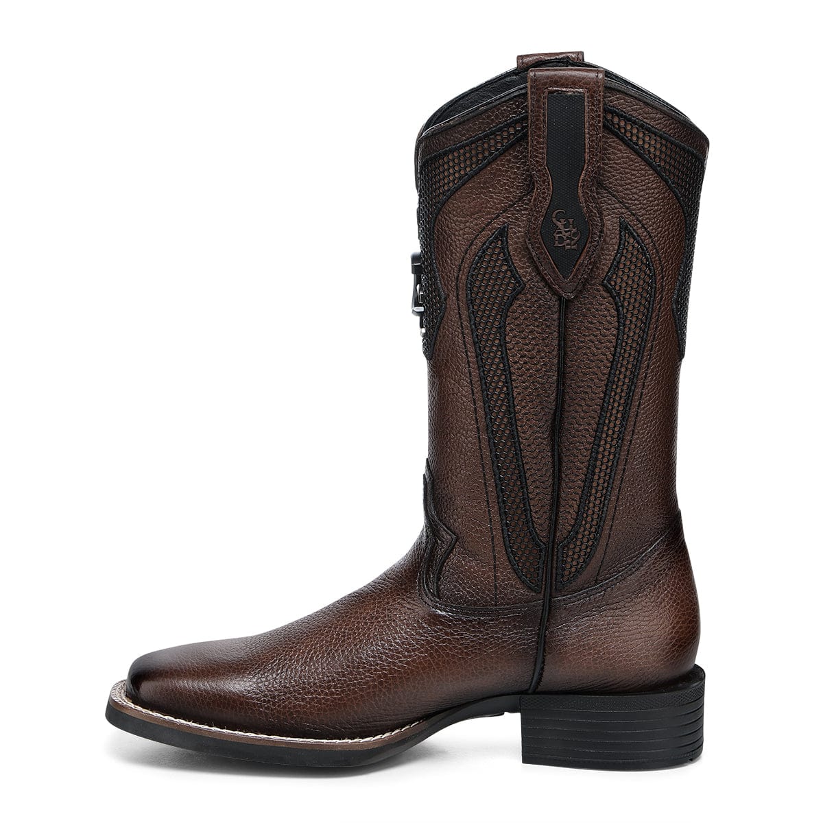 CC225 CUADRA MN DEER EMBROIDERY & STUDS SQUARE TOE COWBOY BOOT