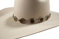 3D Hatband 1" Round Calf Hair Inlay Conchos Brown