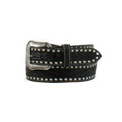 D100015201 3D MENS BELT 1 1/2' FLORAL TOOLED BLACK