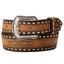 D100019402 3D MENS BELT 1 3/4' -1 1/2' BOOT STITCH BODY BROWN