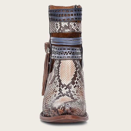 CU370 CUADRA PYTHON LEATHER BOOTS-BLUE