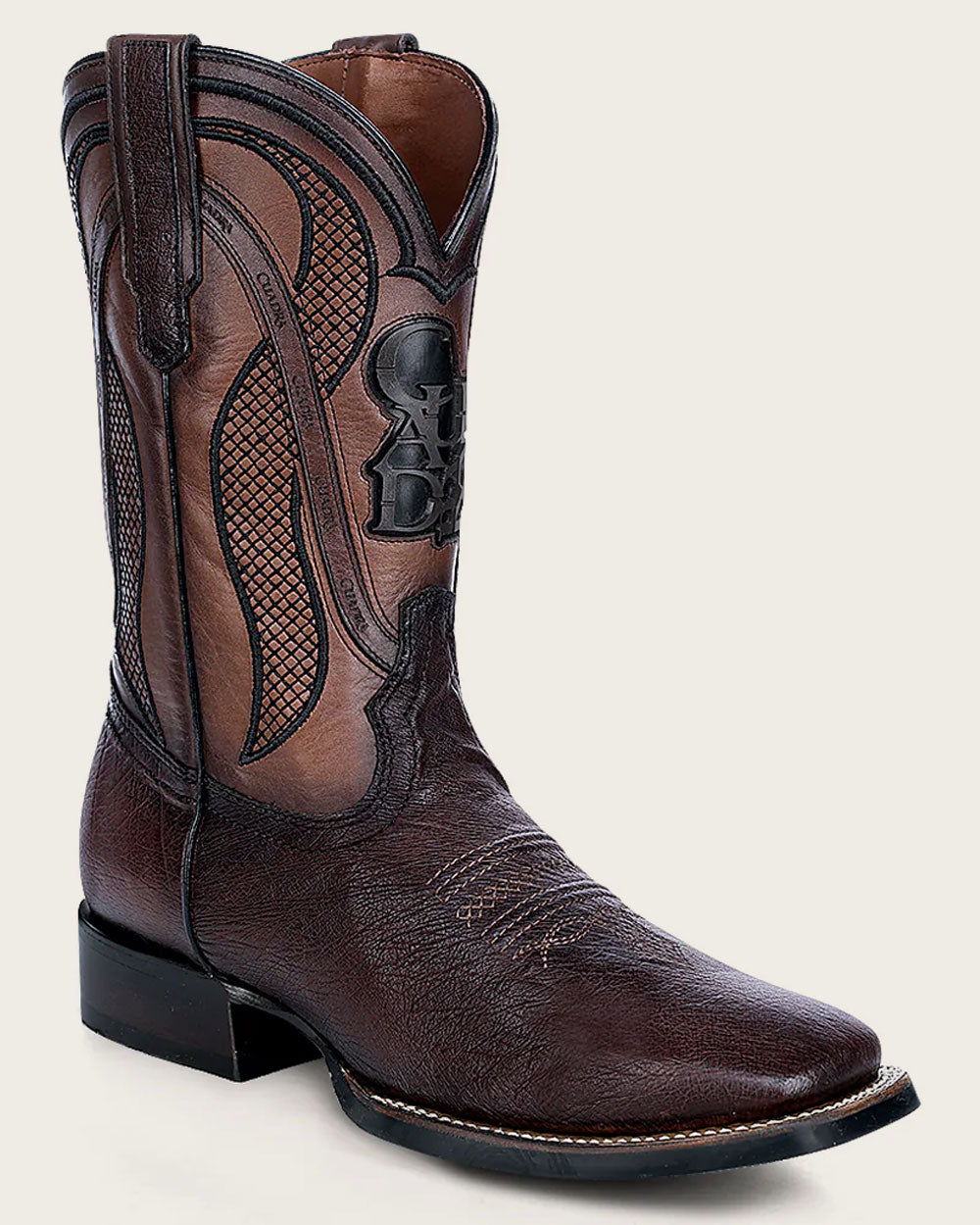 CU864 CUADRA BROWN OSTRICH SQUARE TOE BOOTS