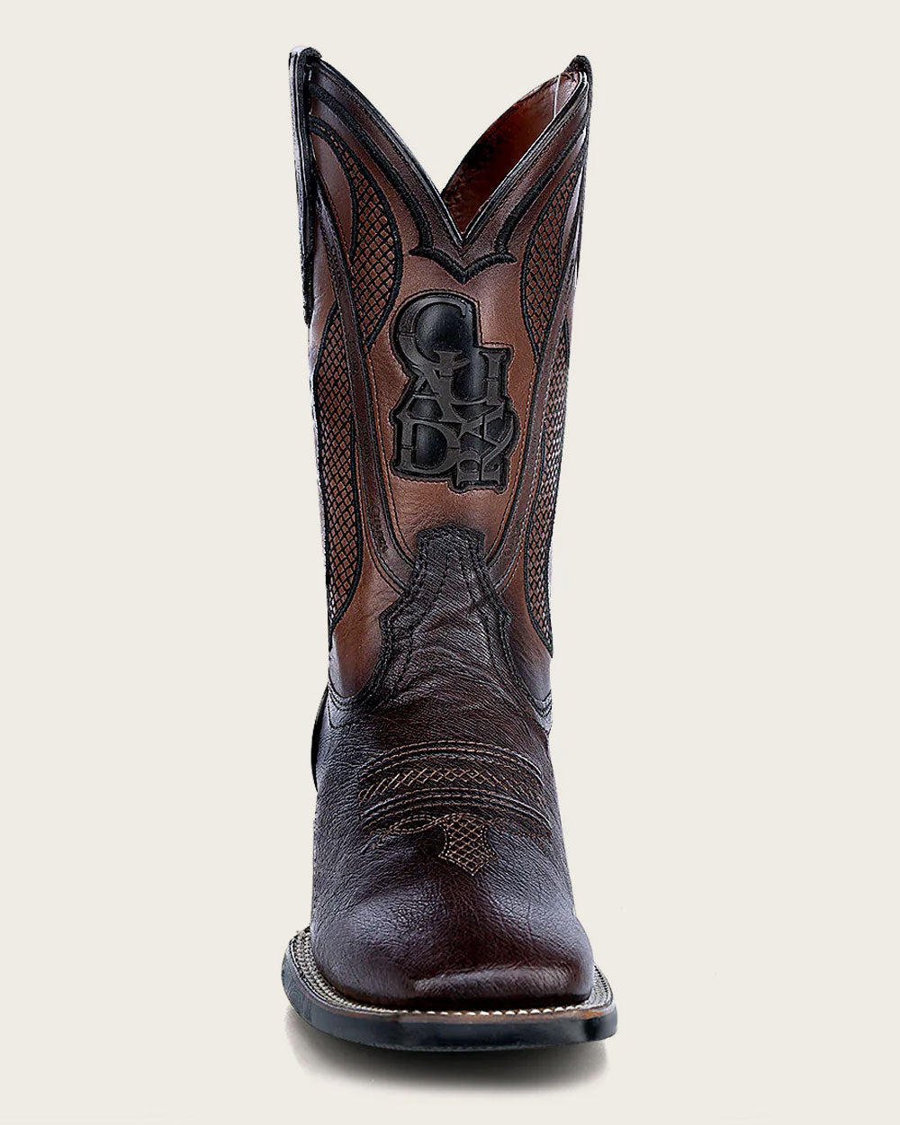 CU864 CUADRA BROWN OSTRICH SQUARE TOE BOOTS