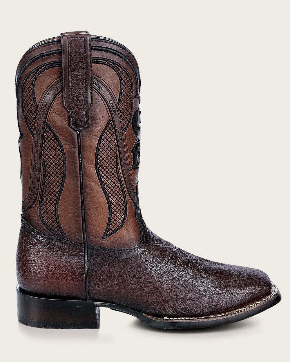 CU864 CUADRA BROWN OSTRICH SQUARE TOE BOOTS