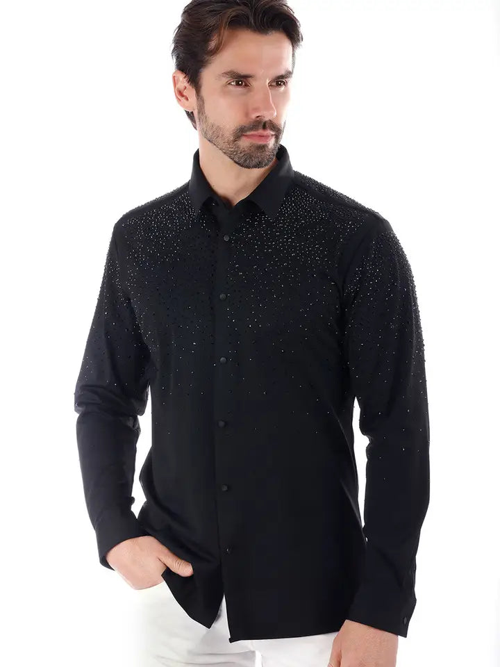 4B06 BLACK CHIC TONE LONG SLEEVE SHIRT
