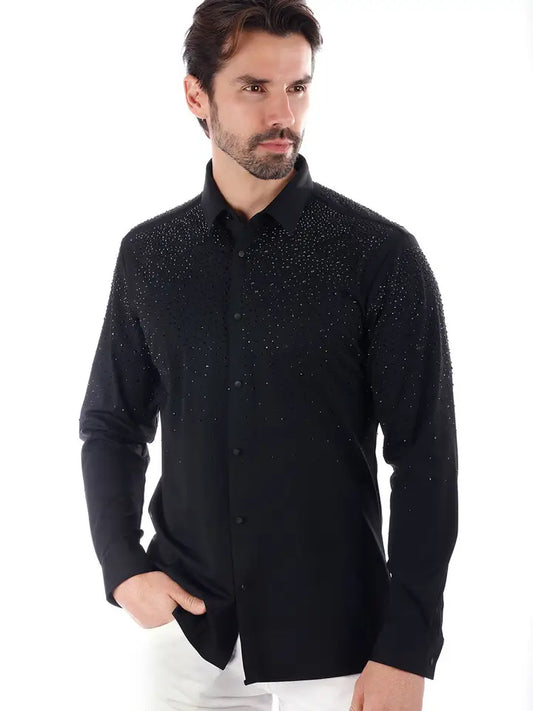 4B06 BLACK CHIC TONE LONG SLEEVE SHIRT