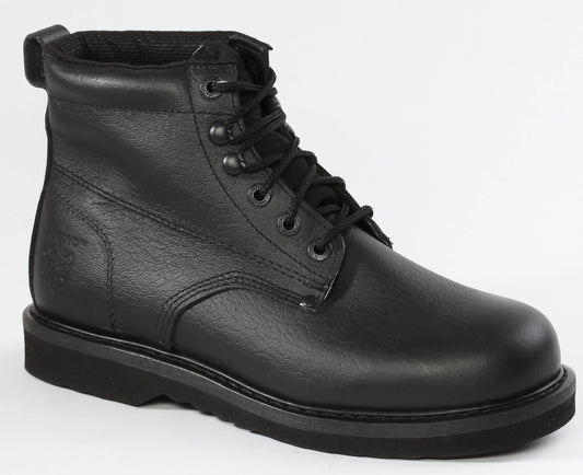 61M21 6" PLAIN TOE LEATHER BOOT-BLACK