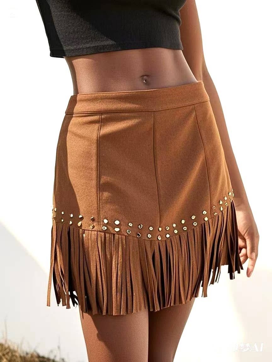 Vintage Fringe Western Cowgirl Stud Skirt