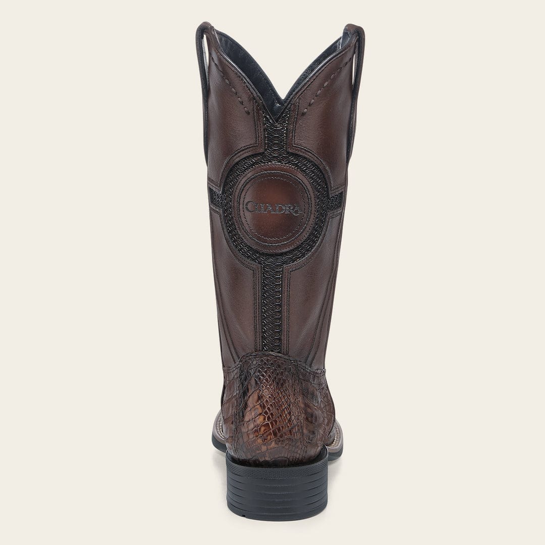 CU975 CUADRA MN HONEY CAIMAN STUDS & EMBROIDERY & WOVEN SQUARE TOE
