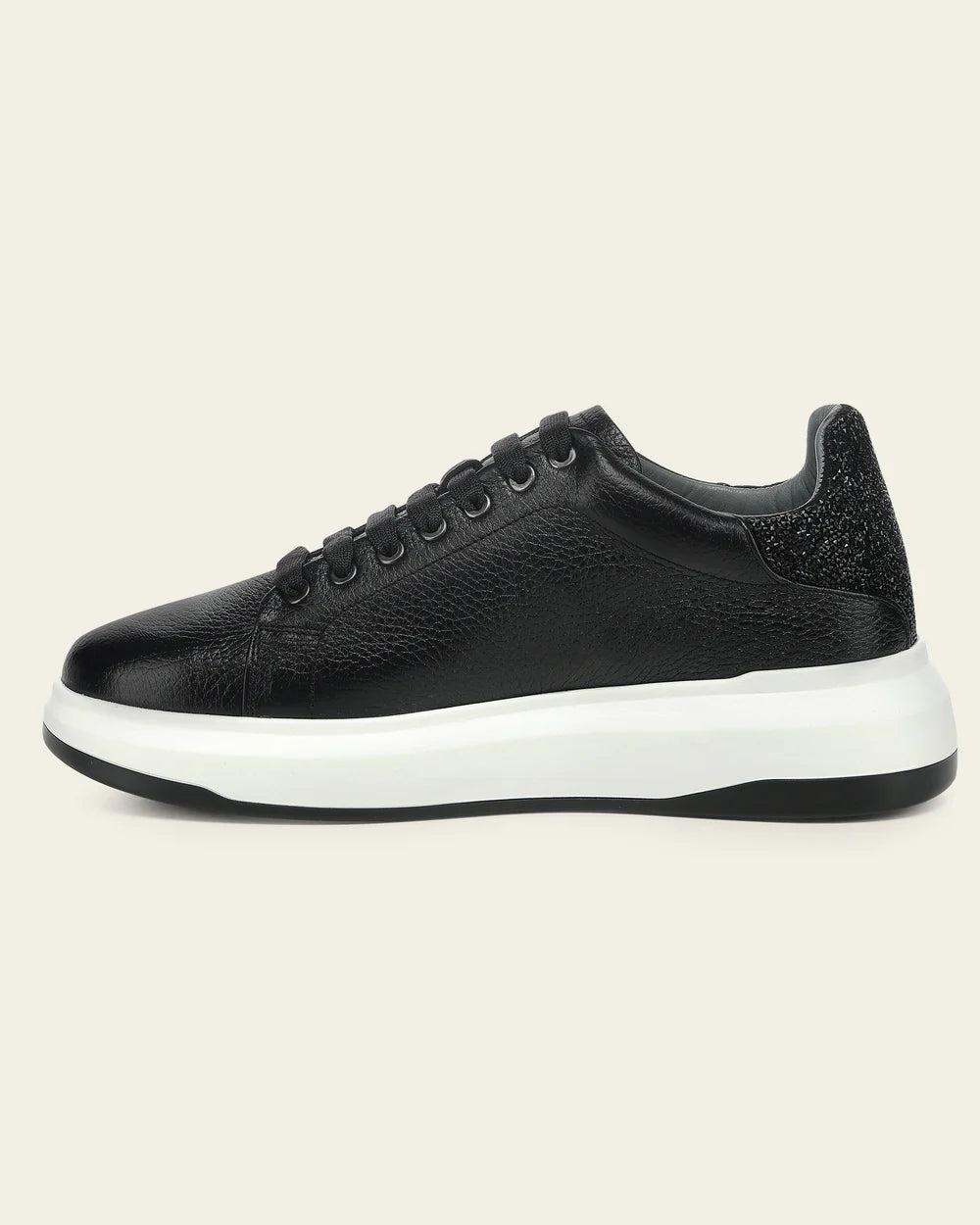 FF357 BLACK SNEAKERS IN GENUINE DEER LEATHER FOR WOMEN