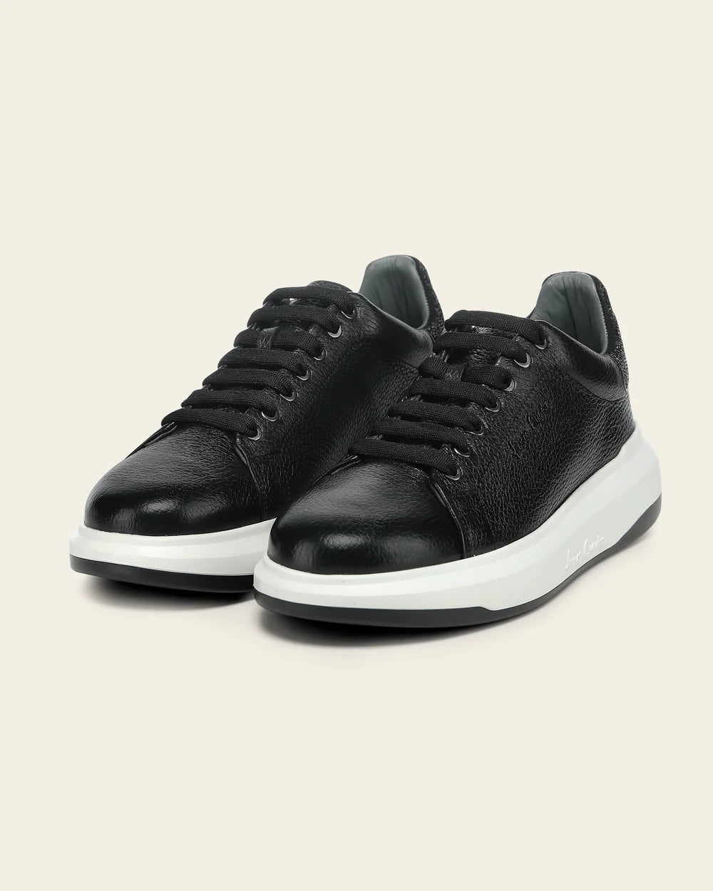 FF357 BLACK SNEAKERS IN GENUINE DEER LEATHER FOR WOMEN