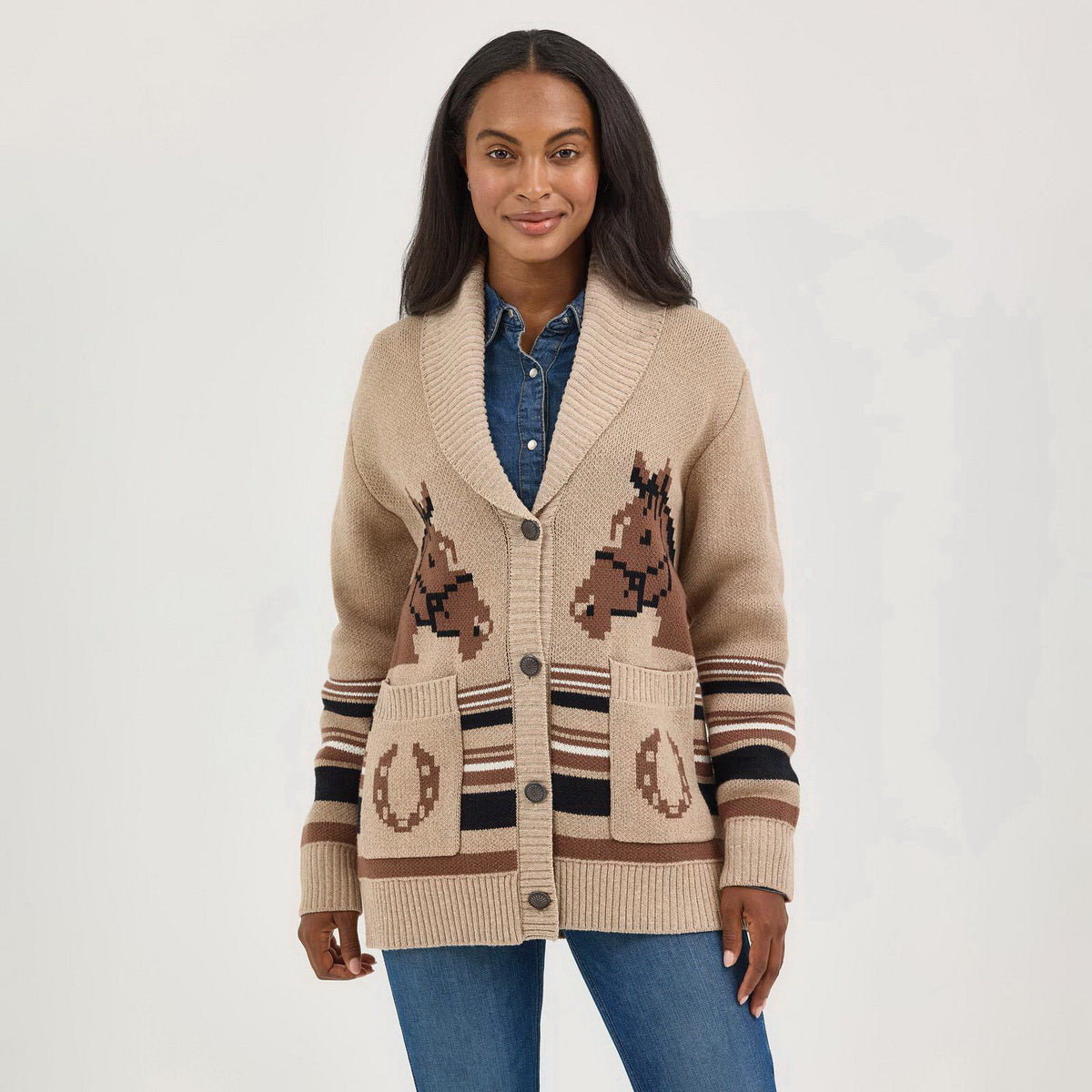112367476 WRANGLER RETRO CARDIGAN BROWN