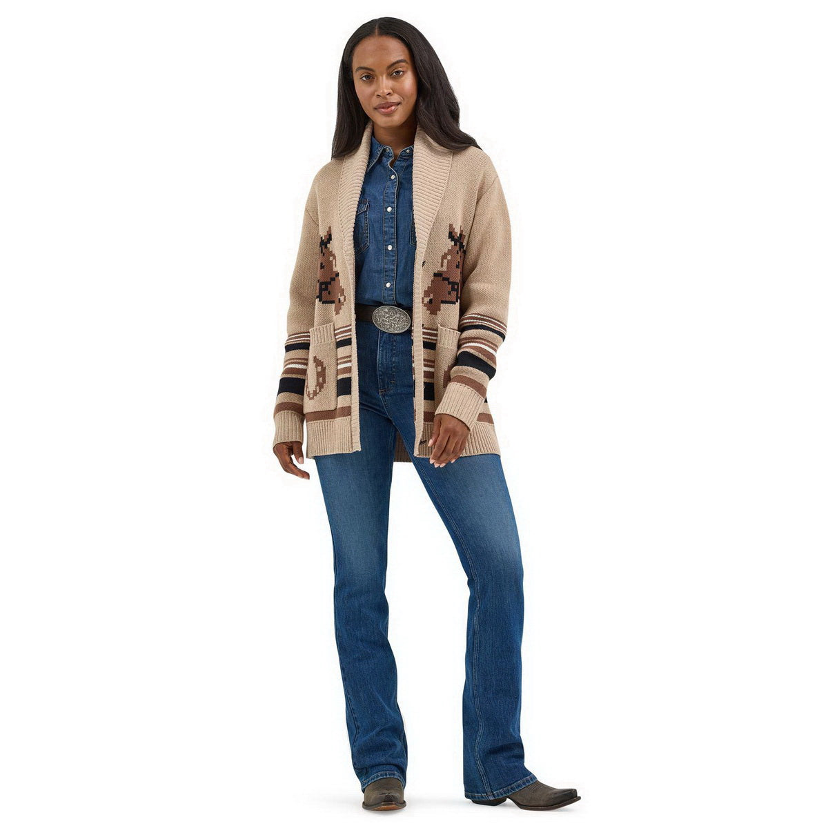 112367476 WRANGLER RETRO CARDIGAN BROWN