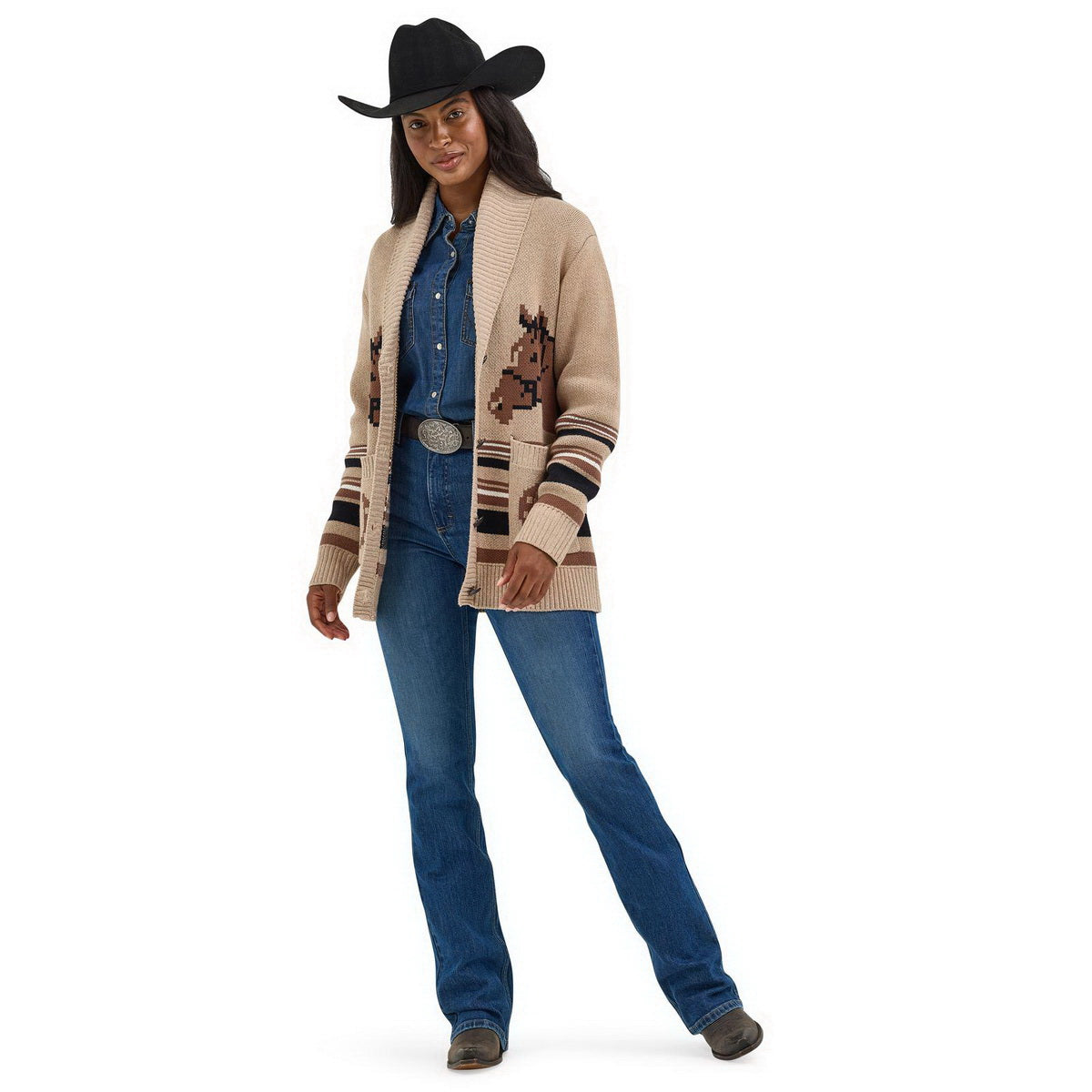 112367476 WRANGLER RETRO CARDIGAN BROWN